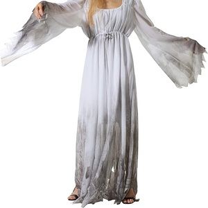 Women Ghost Costume Gothic Victorian White Fancy Dress Halloween